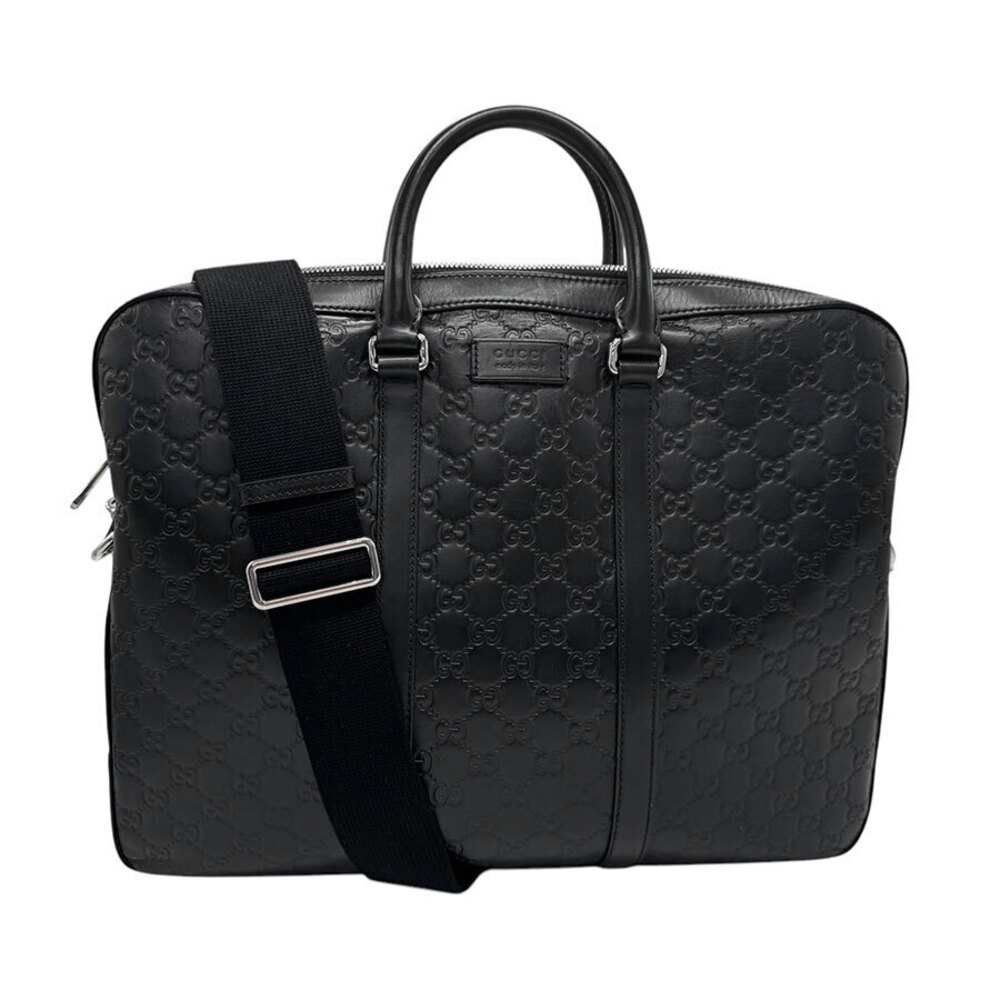 Gucci Business Guccissima Leather 2Way Shoulder Bag Silver Black